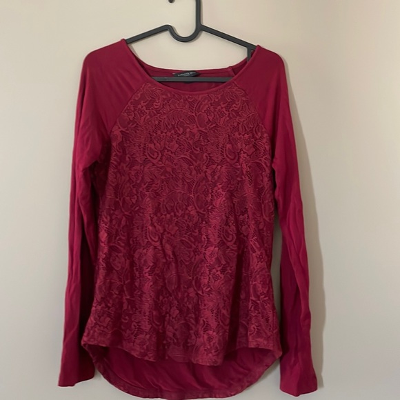 Lace Maroon top Full sleeves - Picture 1 of 6